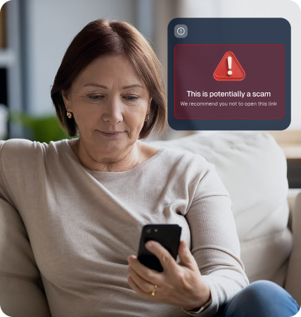 Real-time scam alert displayed on the OmniWatch mobile app